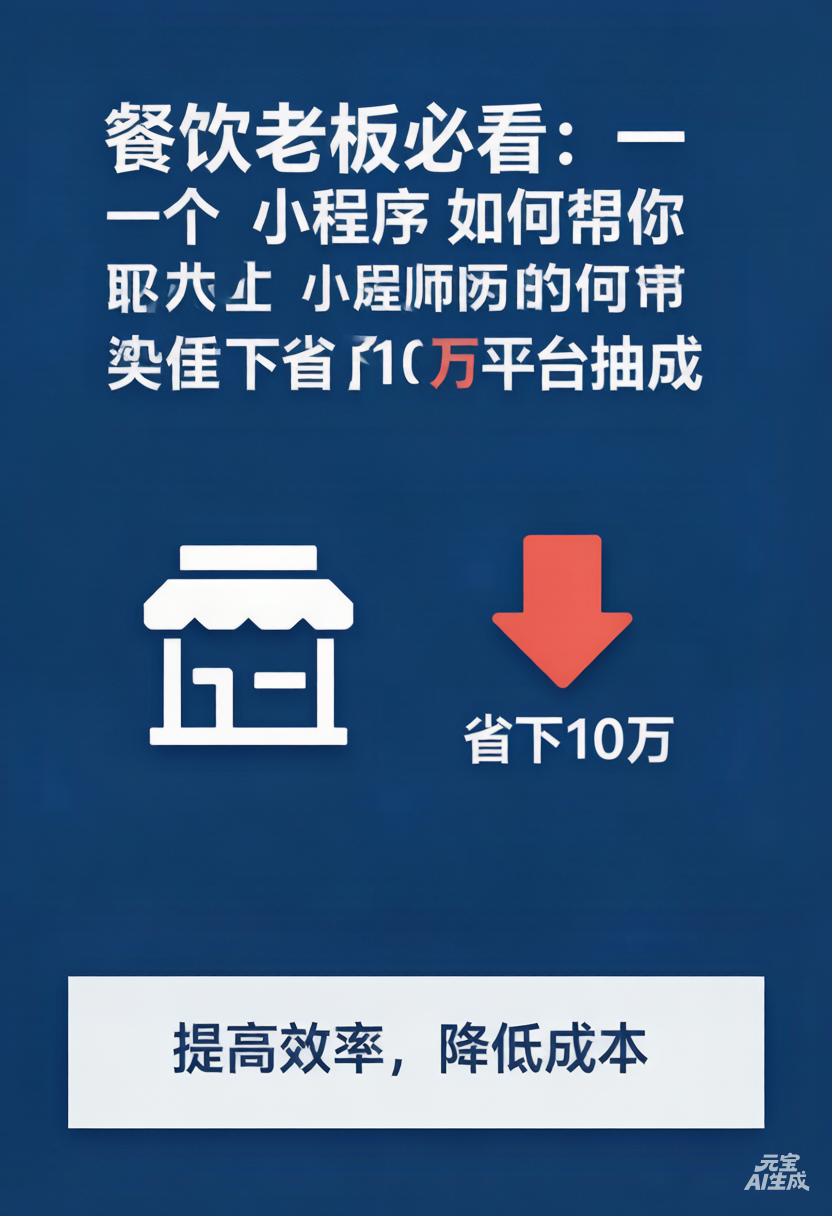 餐饮老板必看：一个小程序如何帮你省下10万平台抽成