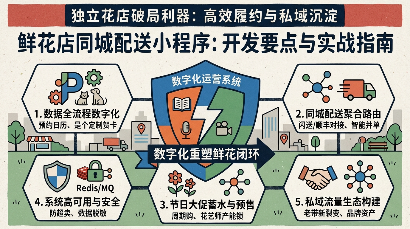 鲜花店同城配送小程序的开发要点